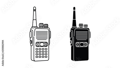 Obraz na płótnie Twoway radio walkie talkie icons set, handheld portable radio communication devi