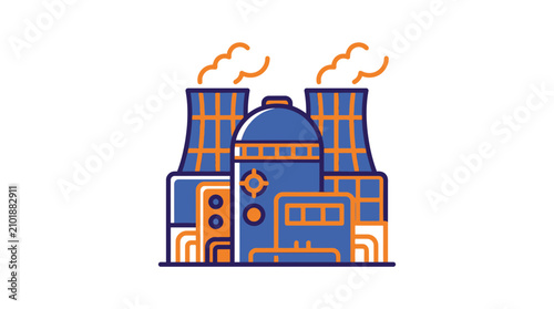 Canvastavla Nuclear Power Plant Icon - Clean Energy Industry Illustration