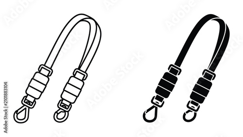 Schilderij op canvas Vector illustration of a safety lanyard with hooks, a shock absorber, and a stra