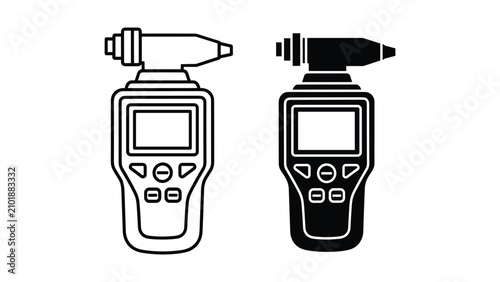 Tableau sur toile Breathalyzer icon set, alcohol tester device, digital breath alcohol detector, v