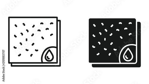 Photos Set of absorbent material icons, water absorbent fabric or paper, vector illustr