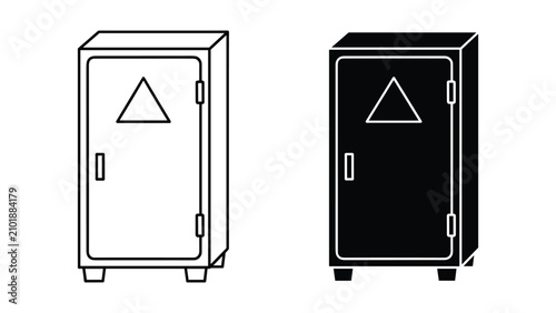 Canvastavla Set of electrical cabinet icons, vector illustration of a metal enclosure for el
