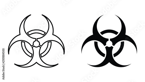 Foto Biohazard symbol set, vector illustration of biological hazard warning sign, fla
