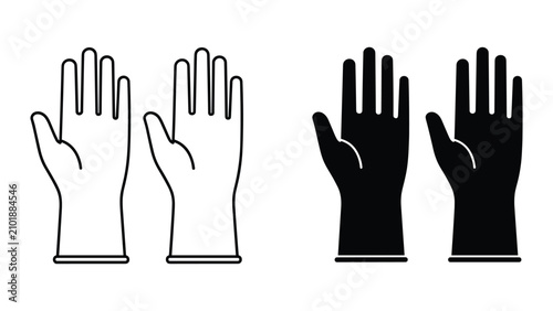 Photos Set of rubber gloves, protective gloves for cleaning, icon, vector illustration