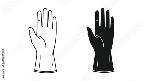 Cuadro en lienzo Set of rubber gloves, protective household equipment for cleaning, vector illust