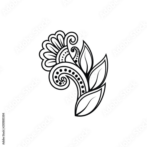 flower plant silhouette outline illustration coloring book page design,