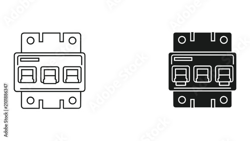 Foto Circuit breaker icon set vector illustration of electrical switchgear, fuse box