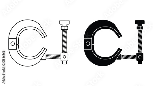 Obraz na płótnie Cclamp icon set, vector illustration of a manual clamping tool for woodworking a