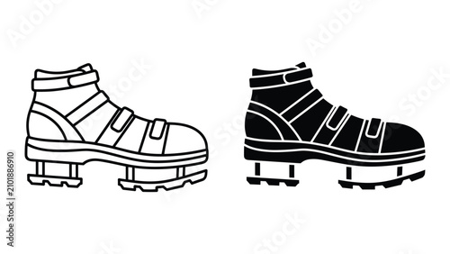 Foto Ice cleats icon set, vector illustration winter footwear with spikes for walking