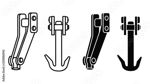Slika na platnu Grappling hook icon set, simple style vector illustration of a climbing hook iso
