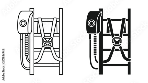 Cuadro en lienzo Safety harness and fall arrest system on a ladder icon set vector illustration o