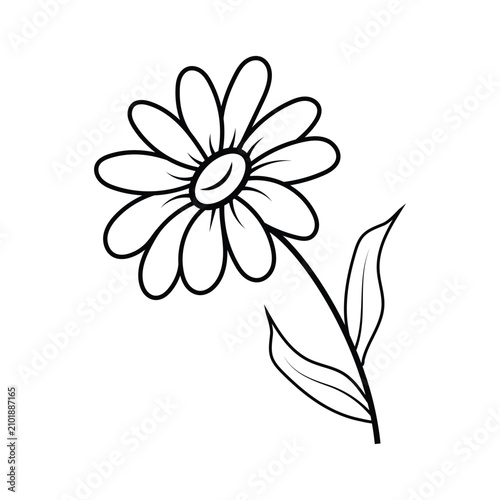flower plant silhouette outline illustration coloring book page design,
