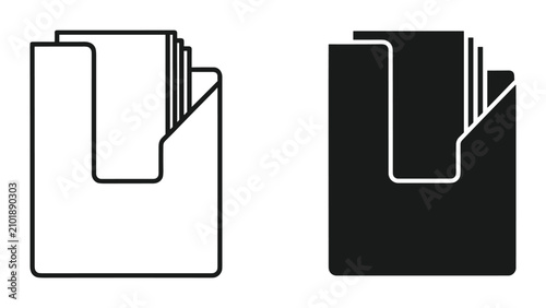 Foto Set of document tray icons, office paper organizer, file holder, inbox and outbo