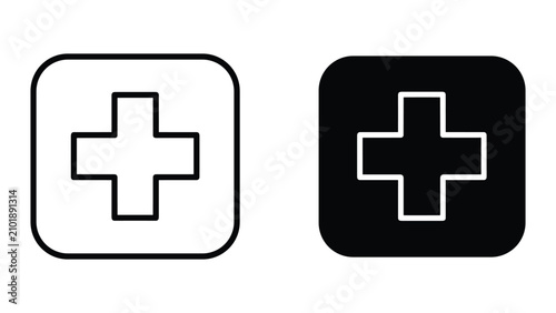 Quadro su tela Set of medical cross icons, simple flat design, vector illustration isolated on