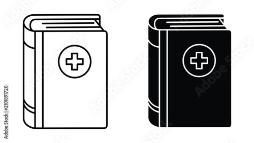 Foto Medical book icon set, vector illustration of healthcare textbook with cross sym