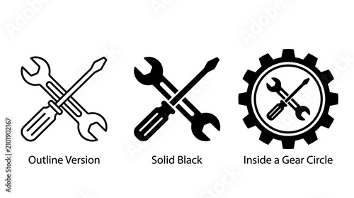 Three tools icon set for maintenance and repair
