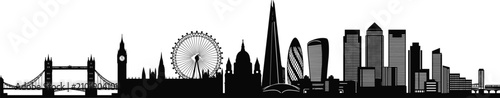 Fotografija Thames riverbank cityscape horizon vector template showcasing monolithic skyscra