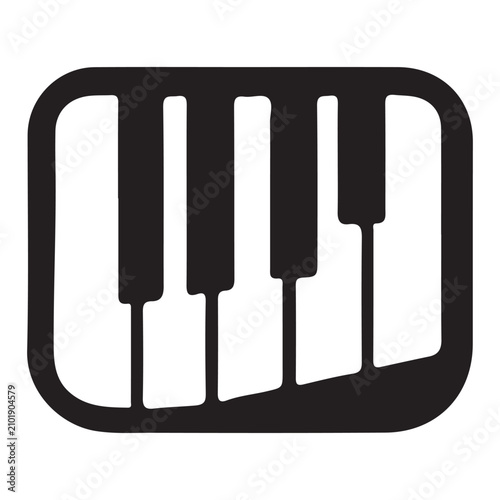Minimalist piano keys icon in black and white