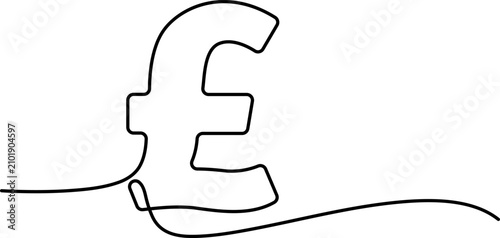 Tableau sur toile British pound sterling currency symbol drawn in a continuous black line style is