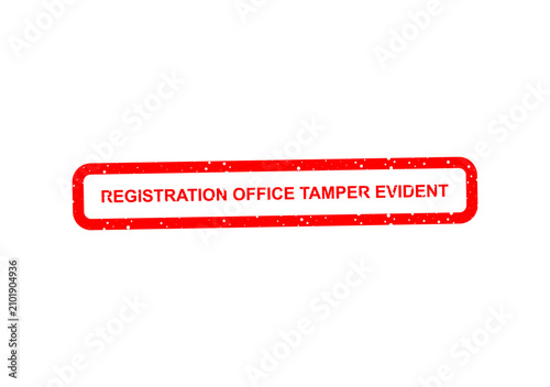 Photography Red tamper evident registration office seal sticker illustration