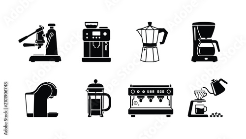 Photos Black and white coffee maker icons