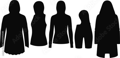 Fotografía Black silhouette collection of women wearing hijab and modest fashion apparel is