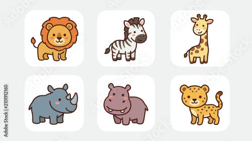 Photography Cute cartoon safari animals collection