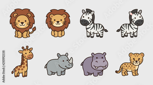 Photography Cute cartoon safari animals collection