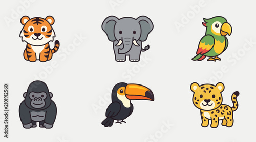 Photography Cute cartoon safari animals collection