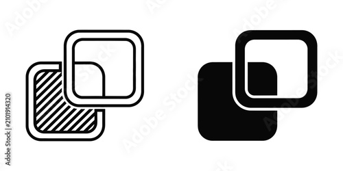 Set of overlapping square icons representing layers and selection tools in graphic design software