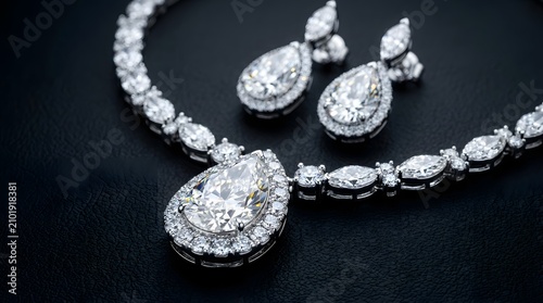 Diamond necklace and earrings set
