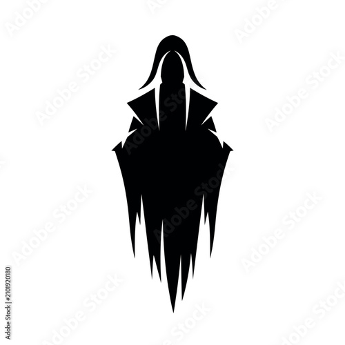 Fotografía Black silhouette of a hooded figure 1.