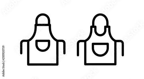 Protective apparel icons displaying two variations of a kitchen or craft apron with pockets for clothing protection during work tasks clothing protection restaurant culinary maintenance