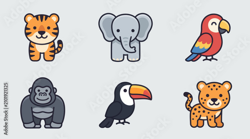Photography Cute cartoon wild animals collection