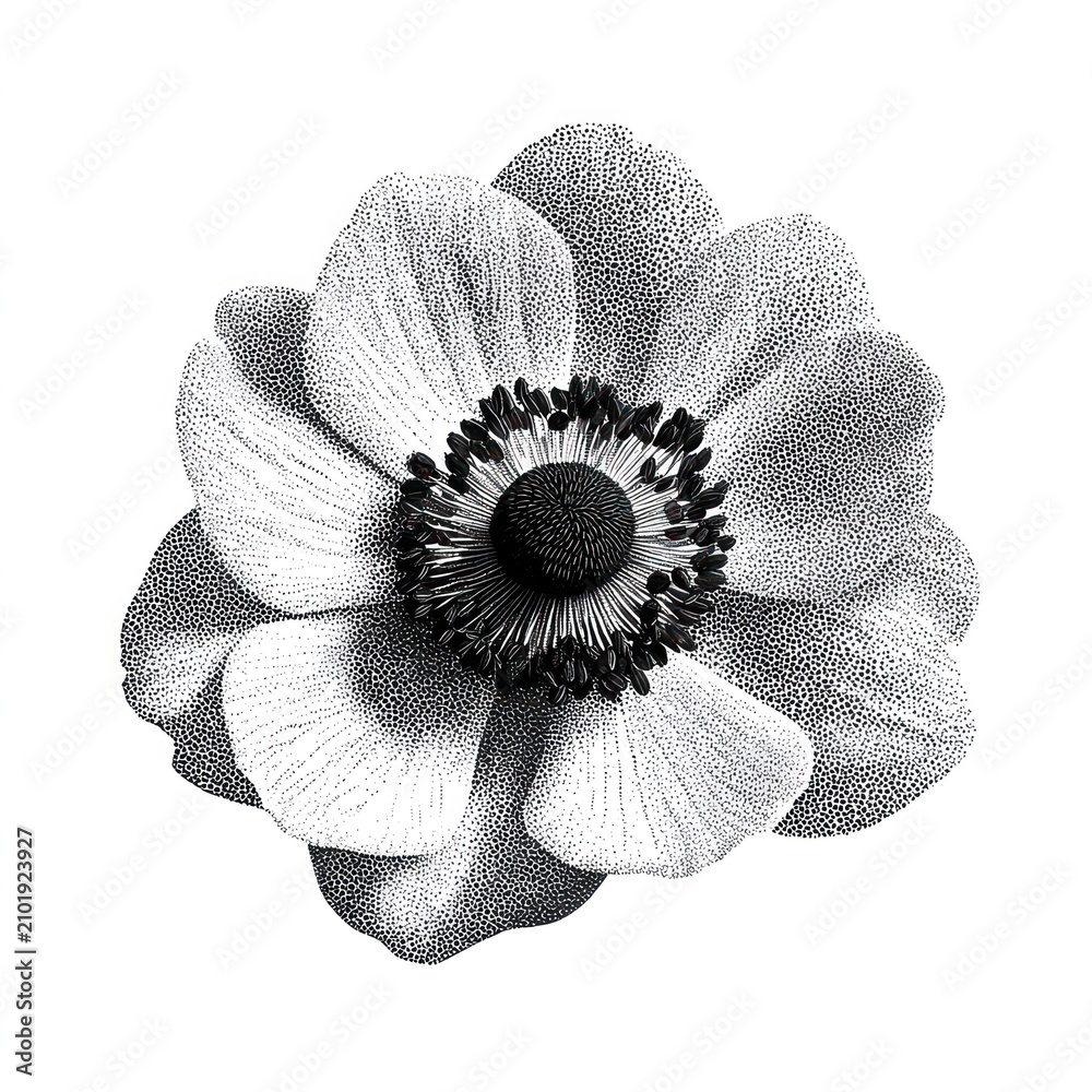 Obraz premium Detailed black and white flower illustration