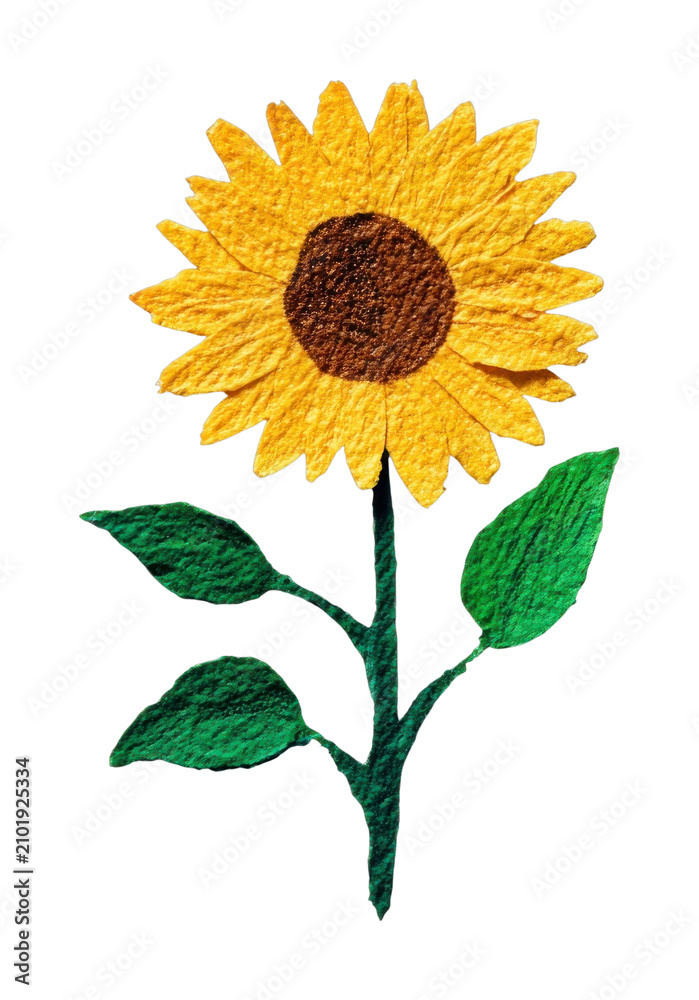 Fototapeta premium PNG Textured sunflower illustration on white background.