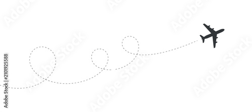 Canvastavla Airplane Silhouette And Curved Flight Path On Transparent Backdrop aircraft avia