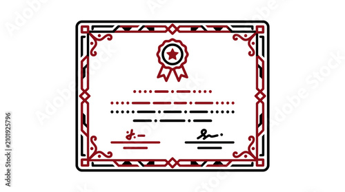 Quadro su tela Award Certificate Icon with Seal and Ribbons - Achievement Diploma Graphic