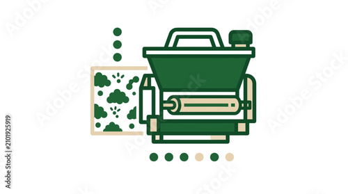 Tableau sur toile Fertilizer Spreader Machine Icon Vector Illustration - Gardening Tool