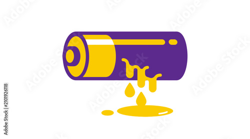 Leaking Battery Icon - Energy Discharge Concept