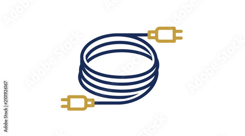 Coiled Electrical Cable with Plugs Icon Vector Graphic