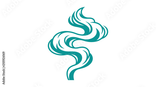 Abstract Teal Swirl Smoke Wave Icon on White Background