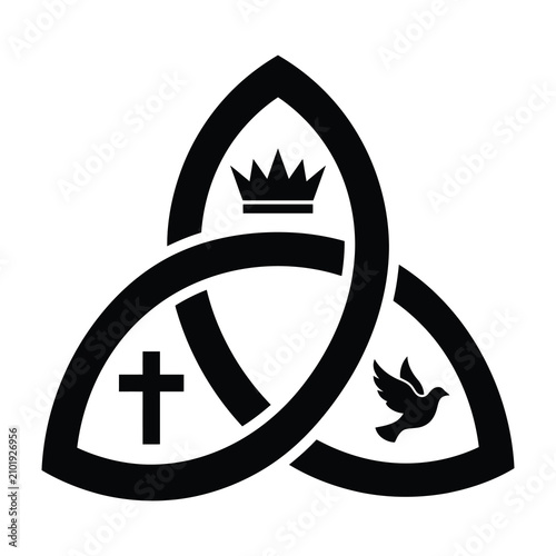 Foto Celtic trinity knot symbol with crown cross bird