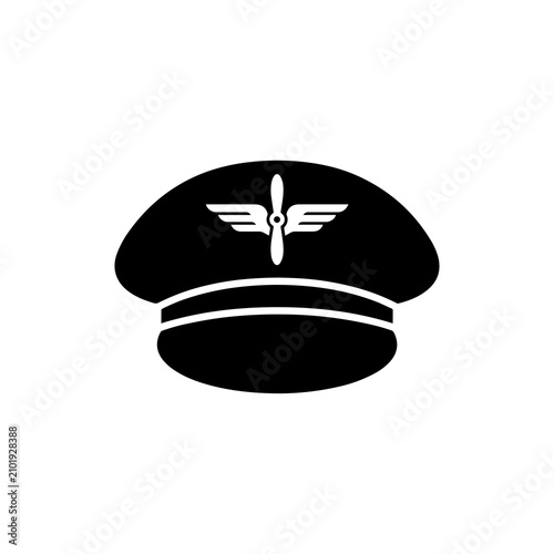Foto Pilot cap icon with propeller and wings emblem propeller aviation headwear