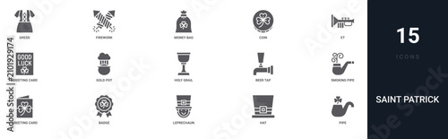 Foto Set of 15 solid Saint Patrick icons for dashboards, app screens and website sections