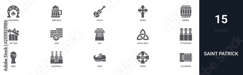 Bild auf Leinwand Set of 15 solid Saint Patrick icons for dashboards, app screens and website sections