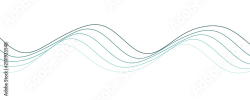 Wavy lines in subtle teal and green hues flowing across a clean white background with soft gradients