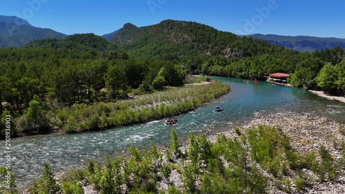 Rafting on Koprucay River at Oluk Bridge in Manavgat Antalya Turkey