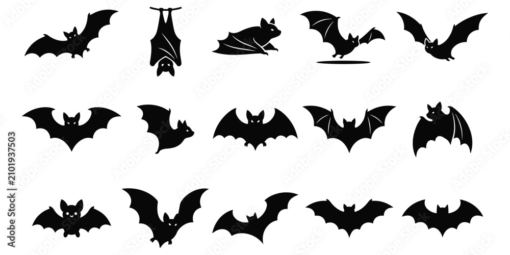 Fototapeta premium Black bat silhouettes for halloween decor