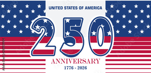 Foto United States of America 250th anniversary celebratory banner vector illustration